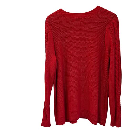 Old Navy Red Cable Knit Sweater Plus Size 1X Long Sleeve Pullover NWT - Picture 3 of 9
